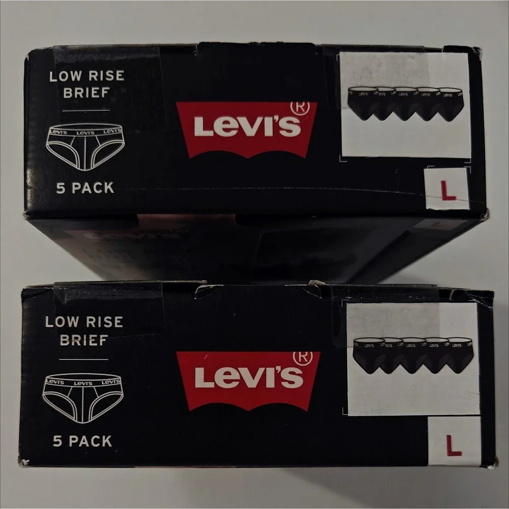NEW Levi's Low Rise Briefs Cotton Underwear L Large 2 sets of 5-Pack Black NWT - Picture 3 of 7